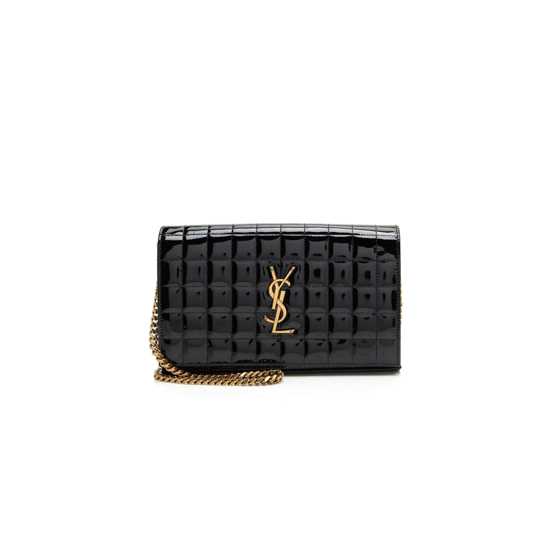 YSL LAMBSKIN CASSANDRE CHAIN WALLET IN PATENT LEATHER 743346 (23*14*3cm)